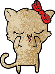 cartoon cat with bow on head