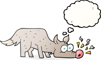 freehand drawn thought bubble cartoon dog sniffing