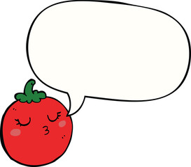 cartoon tomato with speech bubble