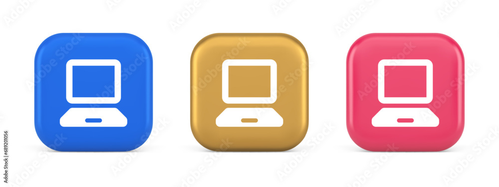 Poster computer network connection button digital information browsing 3d realistic icon