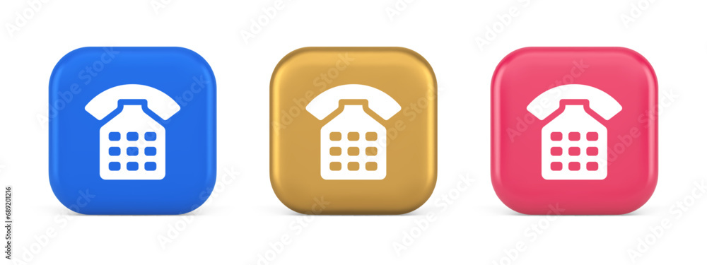 Aufkleber phone call contact communication web button helpline hotline 3d realistic icon