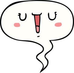 happy cartoon face with speech bubble