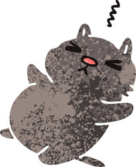 retro illustration style quirky cartoon cat