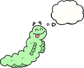 freehand drawn thought bubble cartoon caterpillar