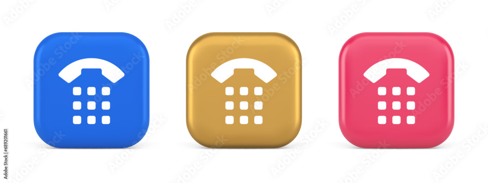 Poster phone call button application handset mobile contact communication 3d realistic icon
