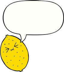 cartoon bitter lemon with speech bubble