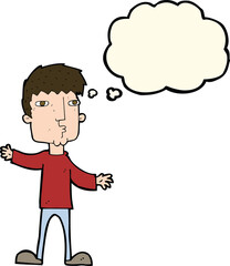 cartoon curious man with thought bubble