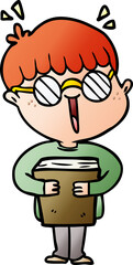 cartoon boy and book