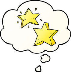 cartoon star with thought bubble in smooth gradient style