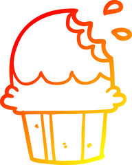 warm gradient line drawing of a chocolate cupcake