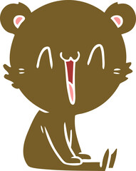 happy bear flat color style cartoon