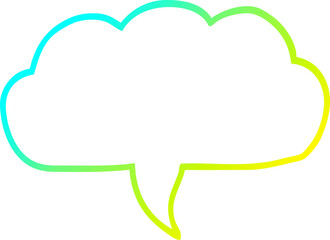 cold gradient line drawing of a cartoon cloud speech bubble