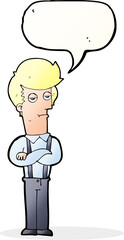 cartoon bored man with speech bubble