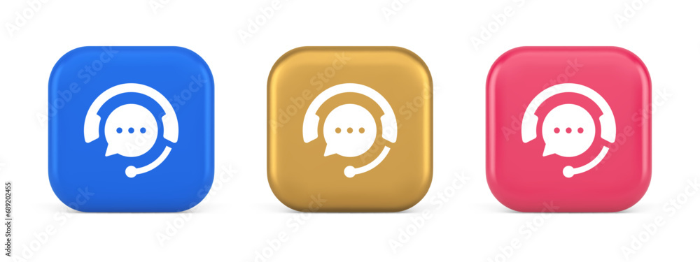 Poster customer support live chat service button information messaging consulting 3d icon