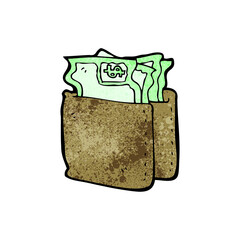 cartoon wallet full of cash