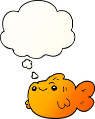 cartoon fish with thought bubble in smooth gradient style