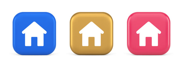 Home page button house web symbol cyberspace application interface 3d realistic icon - obrazy, fototapety, plakaty