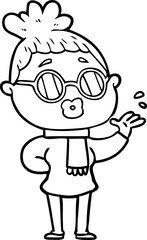 cartoon woman wearing spectacles