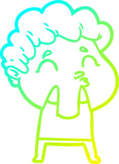 cold gradient line drawing of a cartoon man pouting