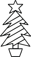 line drawing cartoon of a christmas tree