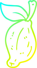 cold gradient line drawing of a cartoon organic lemon