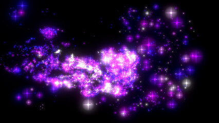 Fluid colorful star shape particle flow pattern.