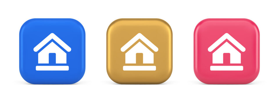 Homepage main page cyberspace address button web interface menu emblem 3d realistic icon