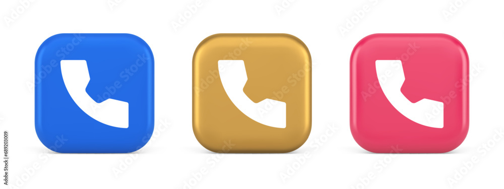 Poster phone call contact voice communication button web application design 3d realistic icon