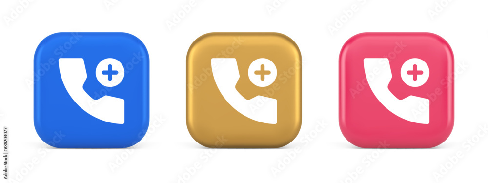 Poster phone call add contact communication button voice conversation web interface app 3d icon