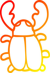 warm gradient line drawing of a cartoon huge beetle