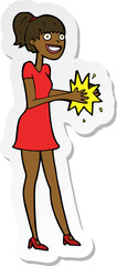 sticker of a cartoon woman clapping hands