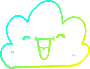 cold gradient line drawing of a cartoon expressive weather cloud