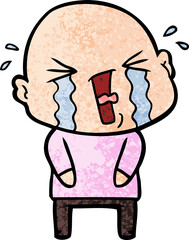 cartoon crying bald man