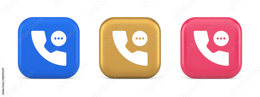 Poster phone consulting live chat emergency help assistance button web app design 3d realistic icon