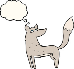freehand drawn thought bubble cartoon wolf