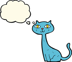 cartoon cat with thought bubble