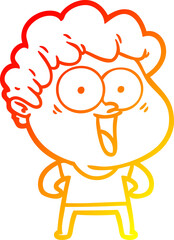 Fototapeta premium warm gradient line drawing of a cartoon happy man