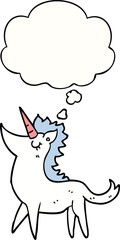 cartoon unicorn with thought bubble
