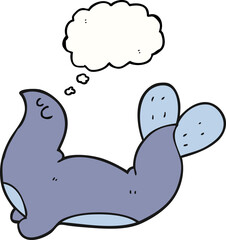 freehand drawn thought bubble cartoon seal