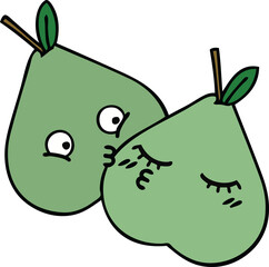 cute cartoon of a green pear