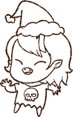 Christmas Vampire Charcoal Drawing