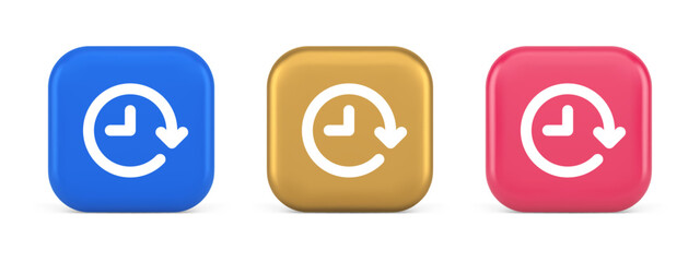 Clock in circle arrow button time countdown deadline chronometer 3d realistic icon