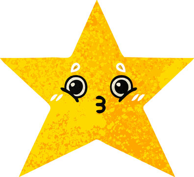 retro illustration style cartoon of a gold star