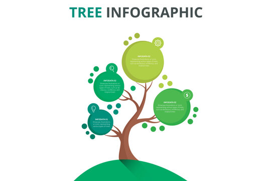 Green tree - background and infographics with place for text