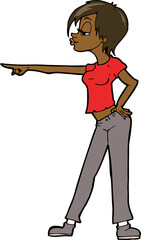 cartoon hip woman pointing