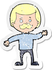 retro distressed sticker of a cartoon dad waving