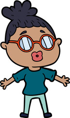 cartoon woman wearing spectacles