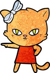 cute cartoon cat wearing dress