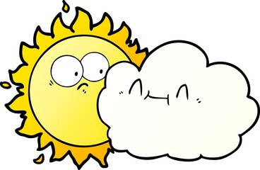 cute cartoon cloud and sun