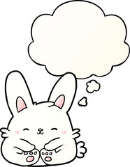 cartoon rabbit with thought bubble in smooth gradient style